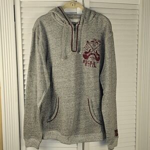 Hard Rock Cafe Orlando Florida Mens Gray 1/4 Zip Pullover‎ Hoodie Large